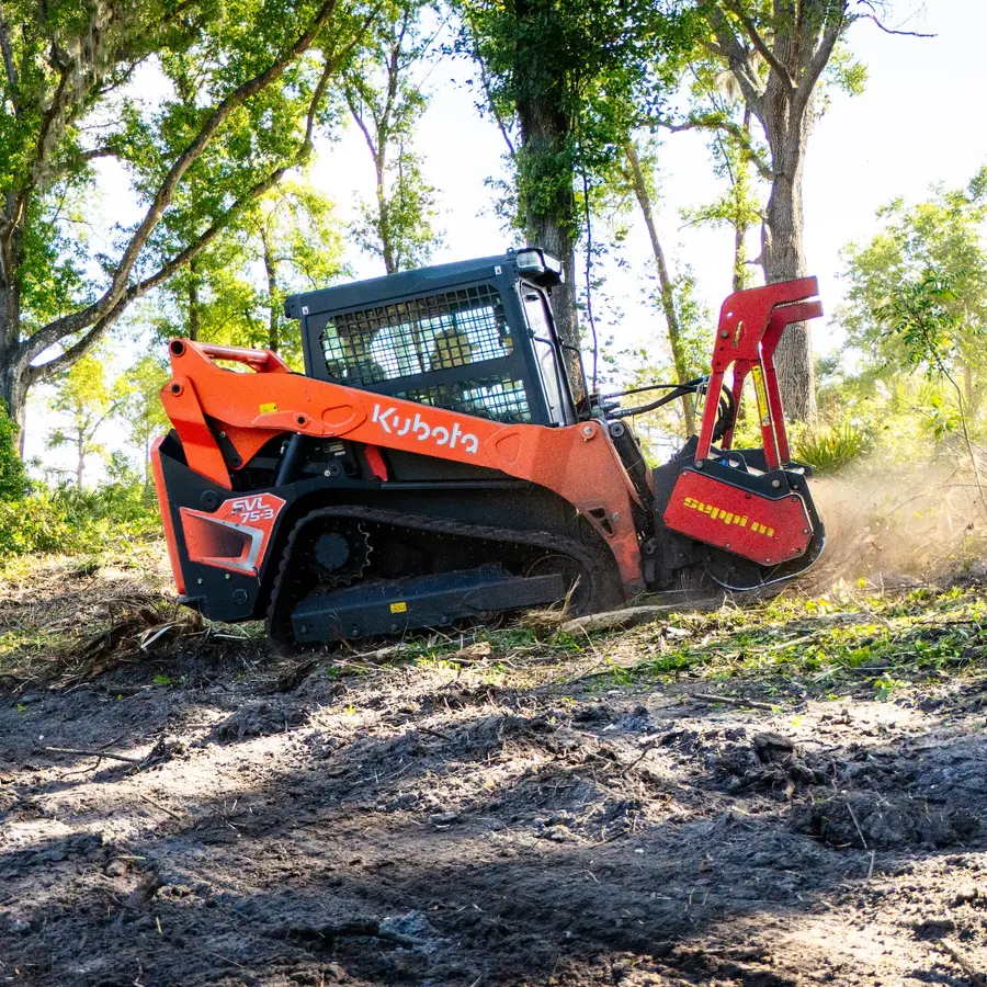 Forestry mulching project clearing overgrown vegetation in Lake County, FL