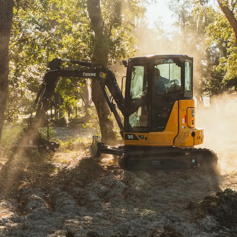 Forestry mulching project clearing overgrown vegetation in Lake County, FL