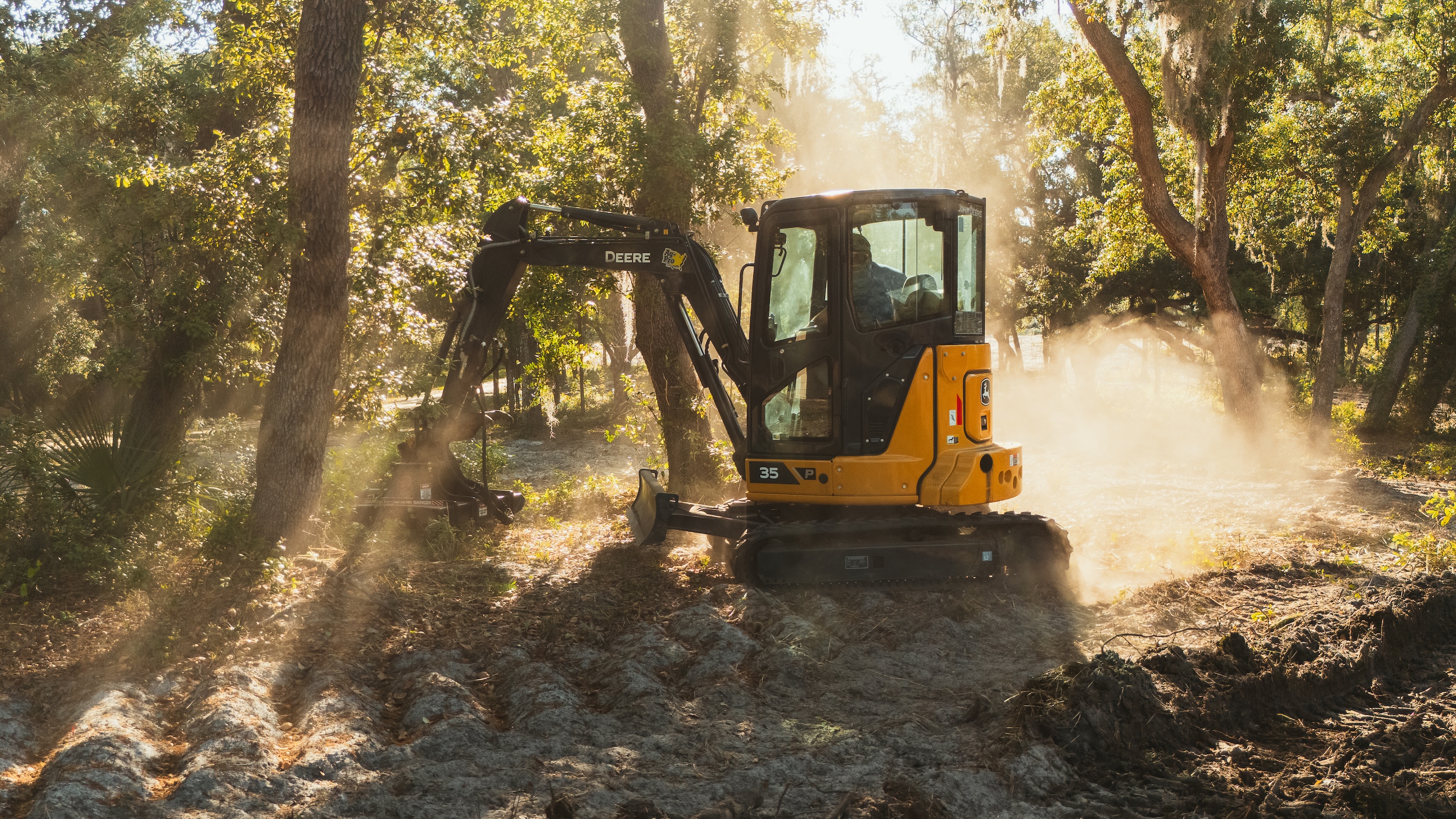 Forestry mulching project clearing overgrown vegetation in Lake County, FL